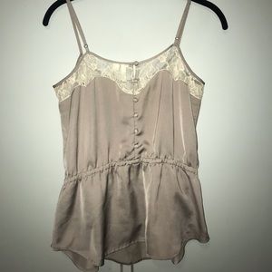 Light brown tank with lace,